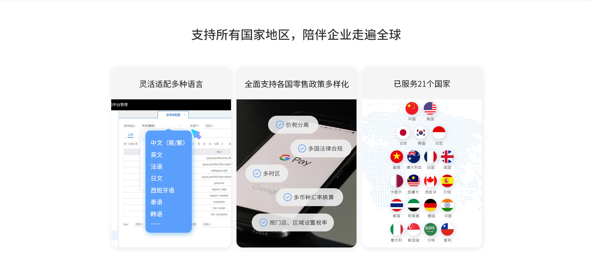 伯俊適配多種語言，支持各國零售政策